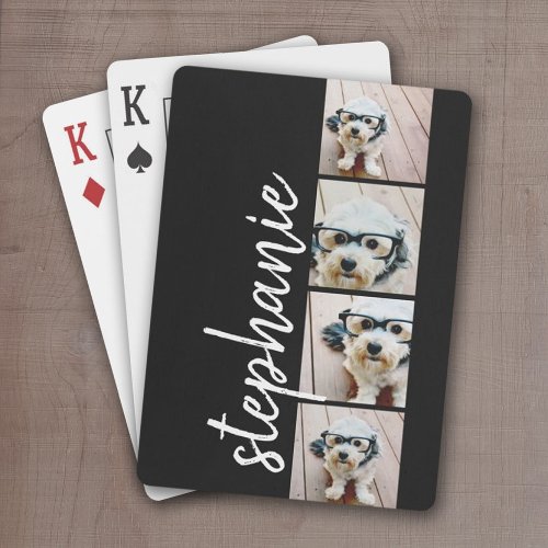 Instagram Photo Collage 4 Film Strip Layout black Playing Cards