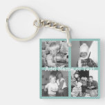 Instagram Photo Collage 4 Pictures - Blue Stripes Keychain at Zazzle