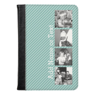 Instagram Photo Collage 4 pictures - blue stripes Kindle Case