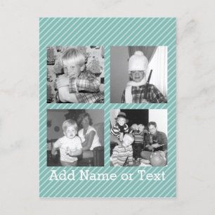 Instagram Photo Collage 4 pictures - blue stripes Postcard