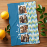 Instagram Photo Collage Colorful Chevrons Kitchen Towel<br><div class="desc">A great way to display your square photos from your online account.  A fun zig zag stripe design highlights the pics.</div>