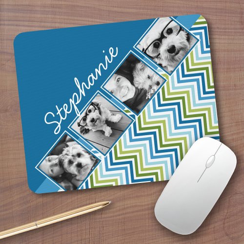 Instagram Photo Collage Colorful Chevrons Mouse Pad
