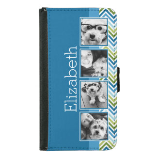 Instagram Photo Collage Colorful Chevrons Wallet Phone Case For Samsung Galaxy S5