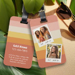 Instagram Photo Collage Colorful Coral Stripes Luggage Tag<br><div class="desc">Add custom text and photos - A perfect template for a teen going to college. Add two pictures to this retro frame and custom names and dates to make a perfect memento.</div>