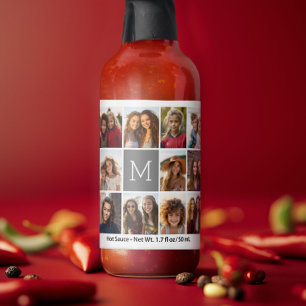 Instagram Photo Collage Custom Monogram Charcoal Hot Sauces