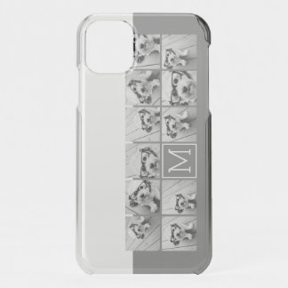 Instagram Photo Collage Custom Monogram Charcoal iPhone 11 Case