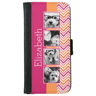 Instagram Photo Collage Hot Pink Orange Chevrons iPhone 6/6s Wallet Case