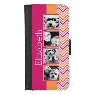 Instagram Photo Collage Hot Pink Orange Chevrons iPhone 8/7 Wallet Case