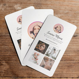 Instagram Photo Collage Modern Script Social Media Calling Card