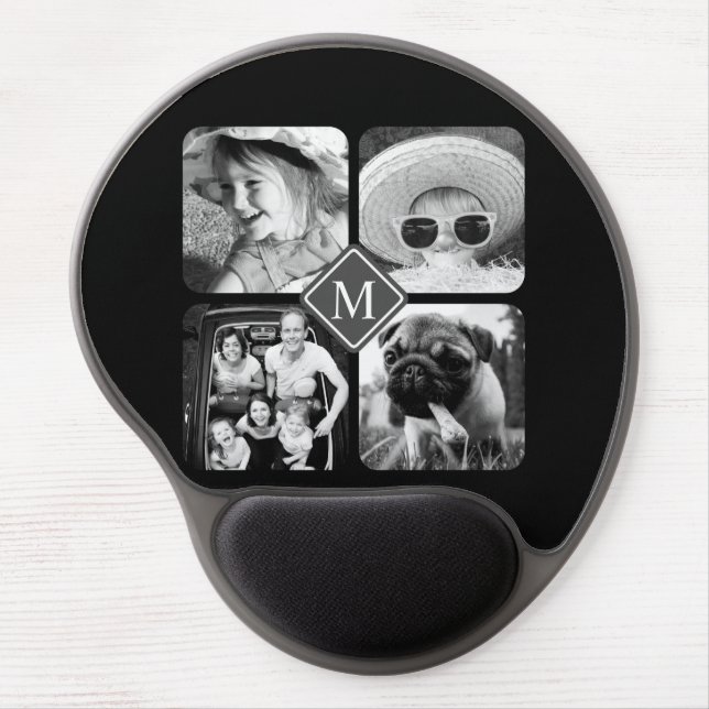 Instagram Photo Collage Monogram Custom Gel Mouse Pad (Front)