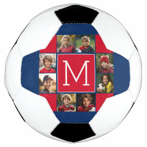 Instagram Photo Collage Monograms - Red Navy Soccer Ball
