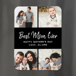 Instagram Photo Collage Mother's Day Gift Magnet<br><div class="desc">Custom printed Mother's Day magnet personalized with your photos and text. This modern minimalist design features a photo collage layout for 4 square Instagram photos and handwritten style script that reads "Best Mom Ever - Happy Mother's Day" or you can customize it with your own special message. Use the design...</div>