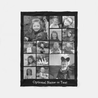 Instagram Photo Collage - Up to 14 photos Black Fleece Blanket