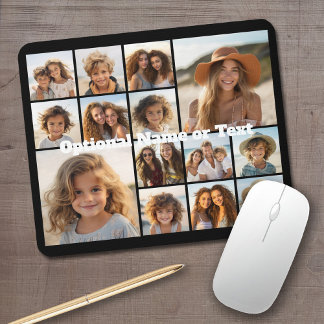 Instagram Photo Collage - Up to 14 photos black Mouse Pad