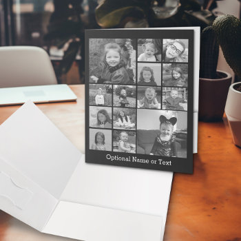 Instagram Photo Collage - Up To 14 Photos Black Pocket Folder by MarshEnterprises at Zazzle