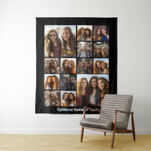 Instagram Photo Collage - Up to 14 photos Black Tapestry