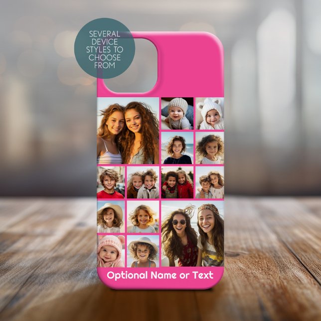 Instagram Photo Collage Up to 14 photos Pink Case-Mate iPhone Case (Personalized Phone Case with Custom Text and Trendy Design)