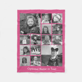 Instagram Photo Collage - Up to 14 photos Pink Fleece Blanket