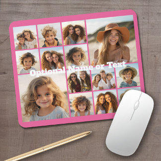 Instagram Photo Collage - Up to 14 photos Pink Mouse Pad