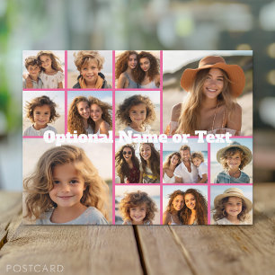 Instagram Photo Collage - Up to 14 photos Pink Postcard