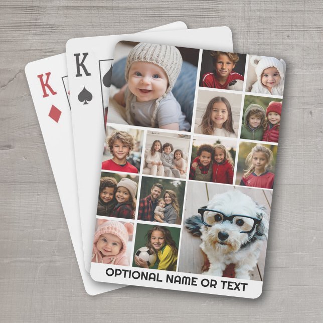 Instagram Photo Collage - Up to 14 photos White Poker Cards (Personalized Playing Cards - add your photos and text)