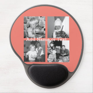 Instagram Photo Collage with 4 pictures - coral Gel Mouse Pad