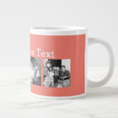 Instagram Photo Collage with 4 pictures - coral Large Coffee Mug (Right)
