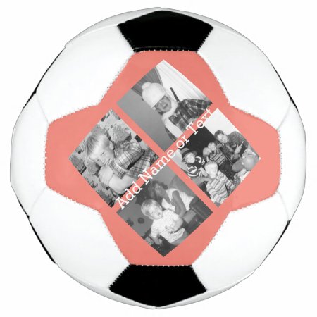 Instagram Photo Collage With 4 Pictures - Coral Soccer Ball