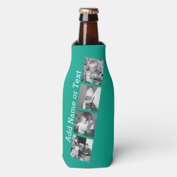 Instagram Photo Collage With 4 Pictures - Emerald Bottle Cooler by Funsize1007 at Zazzle