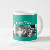 Instagram Photo Collage with 4 pictures - emerald Large Coffee Mug (Front Right)
