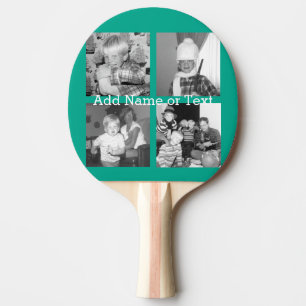 Instagram Photo Collage with 4 pictures - emerald Ping-Pong Paddle