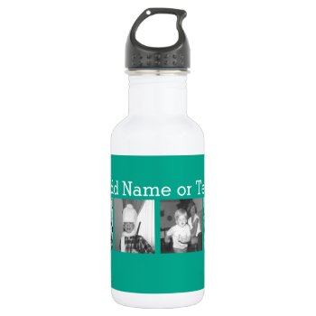 Instagram Photo Collage With 4 Pictures - Emerald Stainless Steel Water Bottle by Funsize1007 at Zazzle