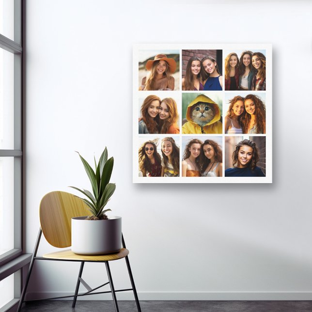 Instagram Photo Collage with 9 photos Canvas Print (Custom Photo Collage Wall Art - 9 photo square grid)