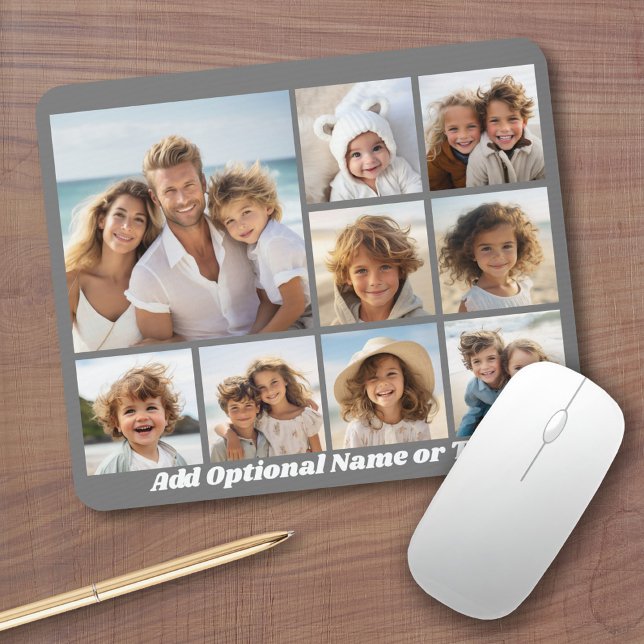 Instagram Photo Collage with 9 photos Mouse Pad (Personalized mousepad - Add Photos and Custom Text)