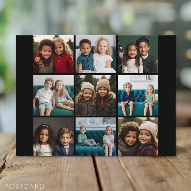 Instagram Photo Collage with 9 square photos Postcard (Custom Personalized Photo Collage Postcard)