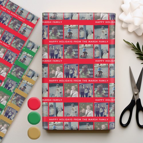 Instagram Photo Collage with Happy Holidays Text Wrapping Paper Sheets