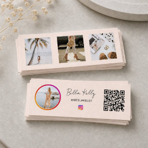 Instagram Photo Feed Social Media QR Code Pink Mini Business Card