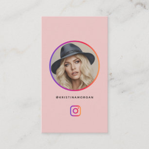 Instagram Photo Grid Follow Profile Blush Pink Business Card