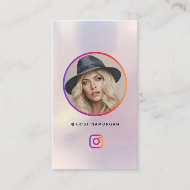 Instagram Photo Grid Follow Profile Holographic  Business Card (Front)