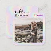 Instagram photo modern holographic pastel rainbow calling card (Front/Back)