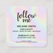 Instagram photo modern holographic pastel rainbow calling card (Back)