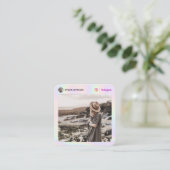 Instagram photo modern holographic pastel rainbow calling card (Standing Front)