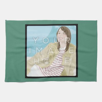 Instagram Photo Personalized Green Kitchen Towel by MyBindery at Zazzle