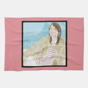 Instagram Photo Personalized Pink Kitchen Towel