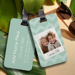 Instagram Photo Retro frame Custom Text Mint Green Luggage Tag<br><div class="desc">Add your favorite picture to make a memorable gift. Add 1 picture to this hipster frame and custom names and give to mom or a best friend.</div>