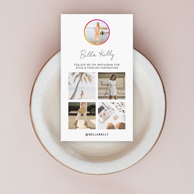 Instagram Photo  Social Media Followers QR Code Business Card (Instagram QR code white profile card by Guava, helping followers connect with you instantly)