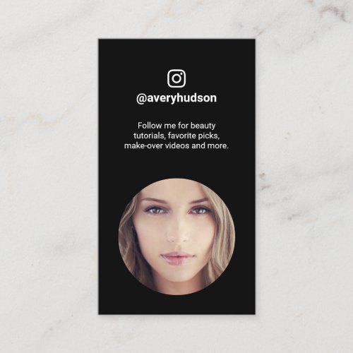 Instagram Photo Social Media Marketing Black Business Card
