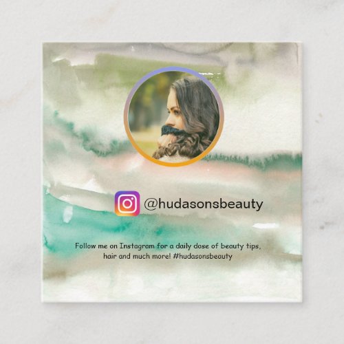 Instagram photo social media modern watercolor square business card
