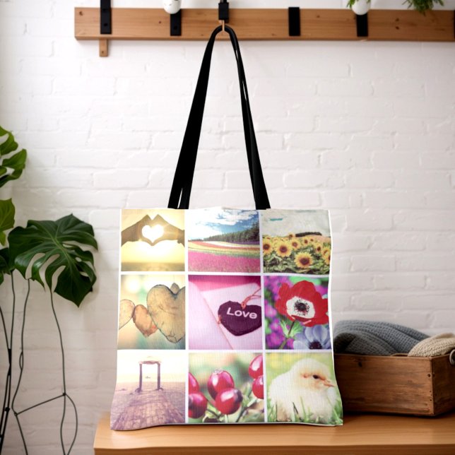  Instagram photo style collage template Tote Bag (Photo collage photo grid tote bag)