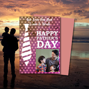Instagram Photo Tie Dots Modern Fathers Day Card